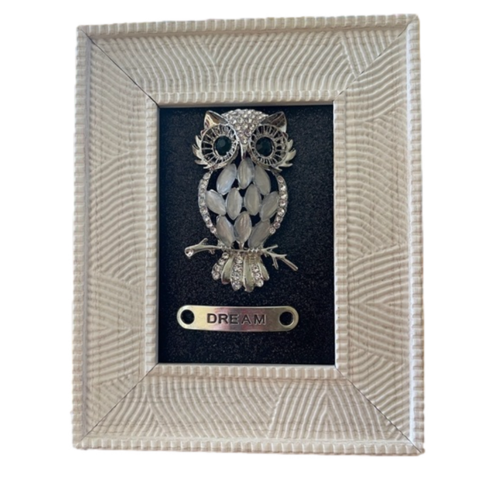 Crystal White Framed Owl